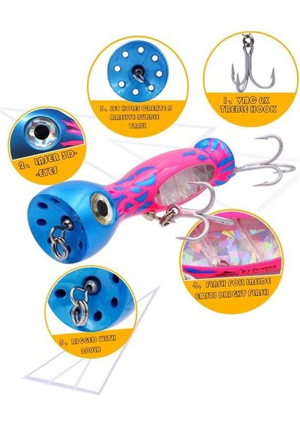 Profısher Jet Popper Akya Ton Için Sert Sahte Sahte Yemi 46 gr 23 cm