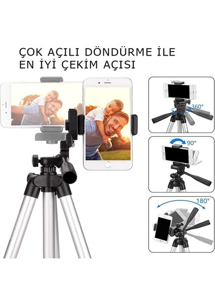 3110 Terazili Tripod Kamera Telefon Tutucu Ayarlanabilir 102Cm Uzunluk Monopod Youtuber