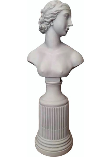 Lafayette Sütunlu Kadın Büst Biblo Beyaz 18X43CM