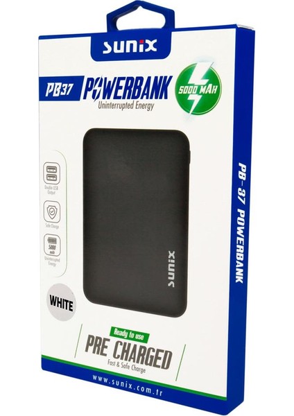 PB-37 5000 mAh Taşınabilir Şarj Cihazı Powerbank - Beyaz fiyatları