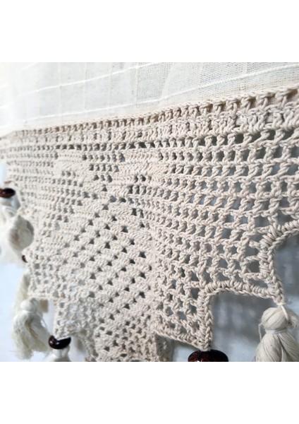 Kanaviçe Işlemeli Dört Farklı Renk 200CM x 180CM Pamuk Perde