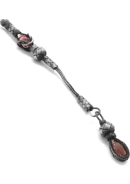 Mor Zirkon Taşlı 1000 Ayar Gümüş Kazaz Püskül