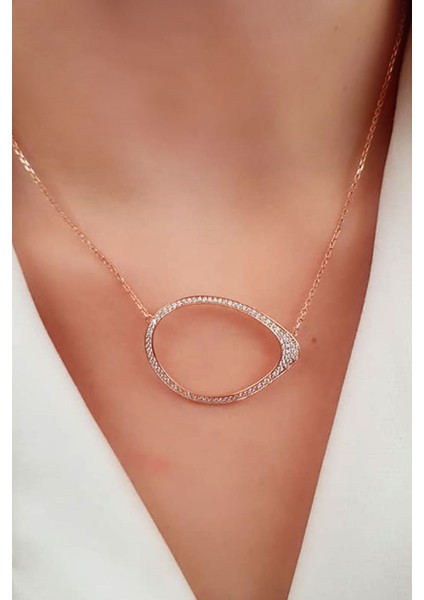 Pırlanta Işıltısında Zirkon Taşlı Gümüş Rose Lüks Kolye fiyatları