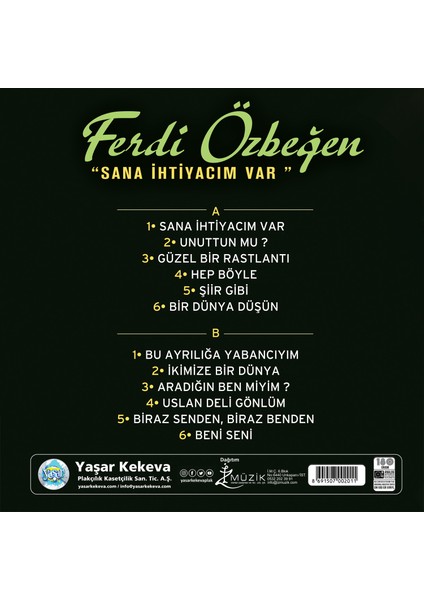 Ferdi Özbeğen Sana Ihtiyacım Var Plak