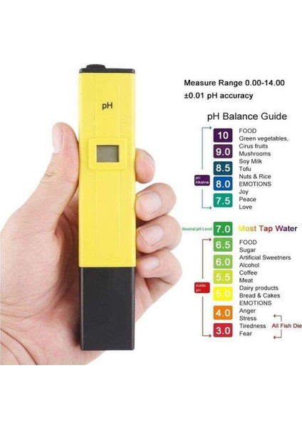 Ph Metre Su Sıvı Akvaryum Ph Ölçer 2 Adet Kalibrasyon Hediye