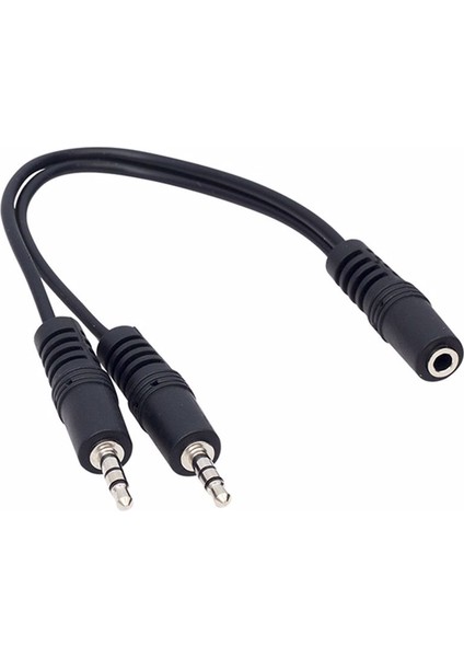 3.5 mm Stereo Dişi / 2 x 3.5mm Stereo Erkek 20 cm Y Kablo Kablo