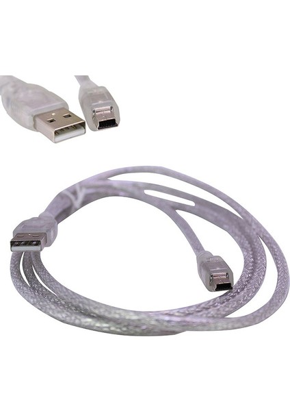 Ipod Şarj Aleti Kablosu USB 5 Pin Geniş 1.5 Metre Şeffaf Powermaster (Sl-Uk5)