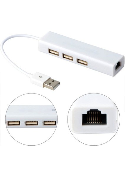 USB 3.0 To Ethernet + 3xusb 3.0 Çevirici 4 Port Hub Çoklayıcı