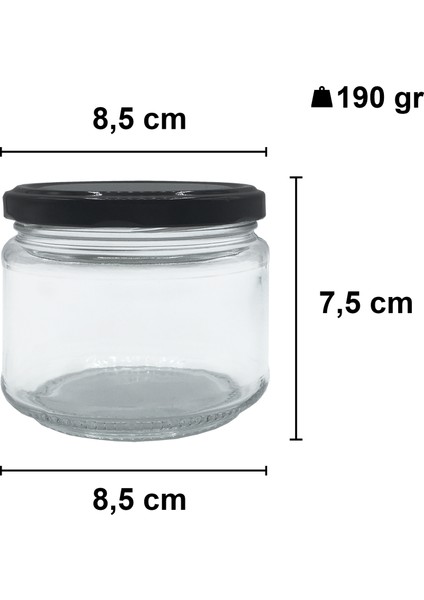 300 cc Kavanoz Metal Siyah Konserve Kapaklı 300 ml Şeffaf Cam Kavanoz 48 Adet fiyatları