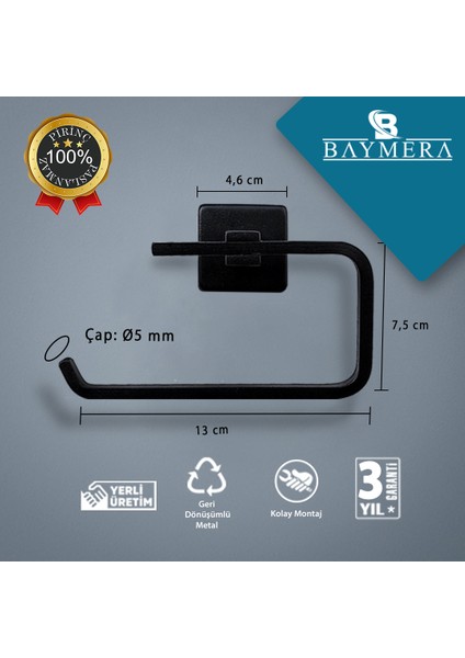 Slim Siyah Açık Wc Kağıtlık