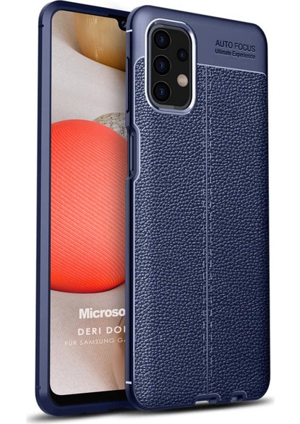 Samsung Galaxy A32 4g Kılıf Deri Dokulu Silikon Lacivert