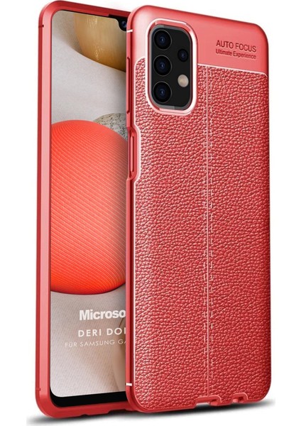 Samsung Galaxy A32 4g Kılıf Deri Dokulu Silikon Kırmızı