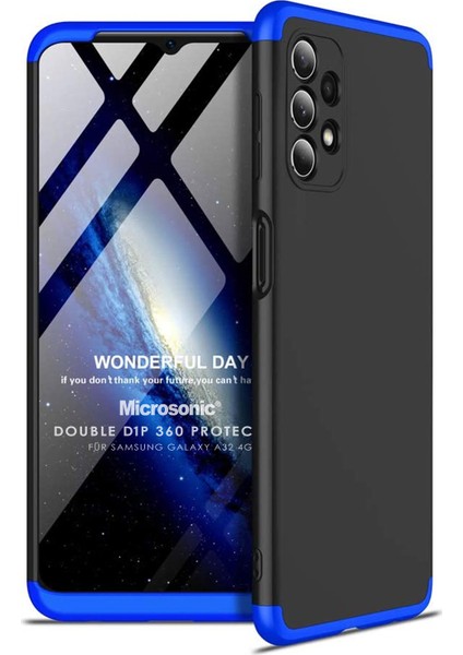 Samsung Galaxy A32 4g Kılıf Double Dip 360 Protective Siyah Mavi