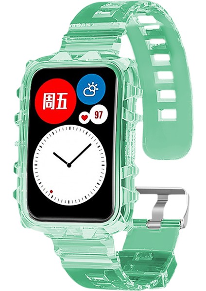 Huawei Watch Fit Kordon Transparent Clear Band Yeşil