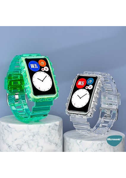 Huawei Watch Fit Kordon Transparent Clear Band Yeşil modelleri