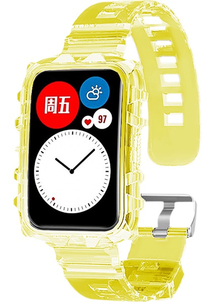 Huawei Watch Fit Kordon Transparent Clear Band Sarı