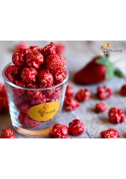 Gerçek Çilek Parçacıklı Karamelli Patlamış Mısır / Popcorn 1 kg