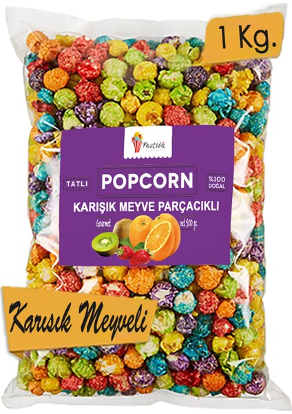 Karışık Meyve Parçacıklı Karamelli Patlamış Mısır / Popcorn 1 kg