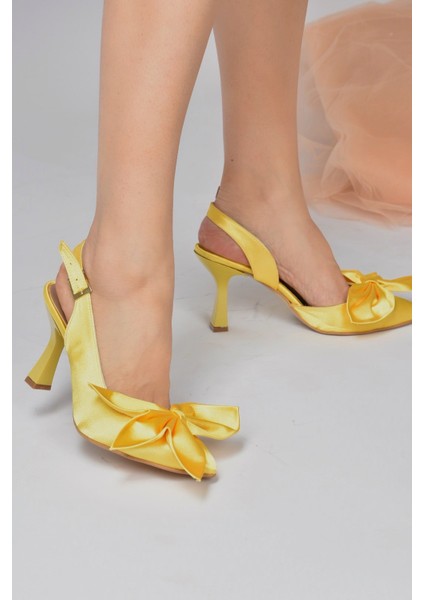 Sarı Saten Kumaş Kadın Topuklu Ayakkabı K922164804 fiyatları