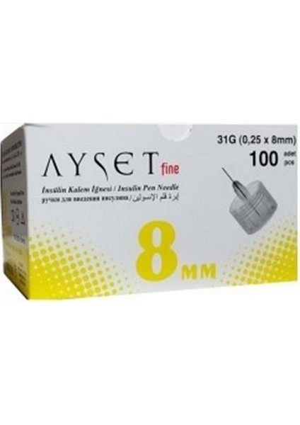 Fine İnsulin Kalem İğnesi 31G 0.25 X 8mm 100lü Kutu