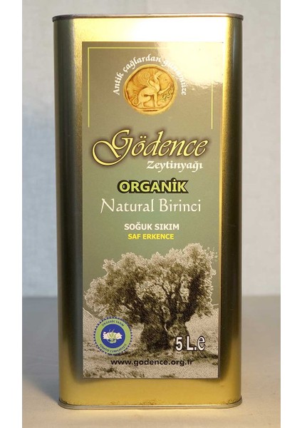 Gödence Kooperatifi Organik Zeytinyağı Natural Birinci Soğuk Sıkım Saf Erkence 5 Lt- Gödence Kooperatifi