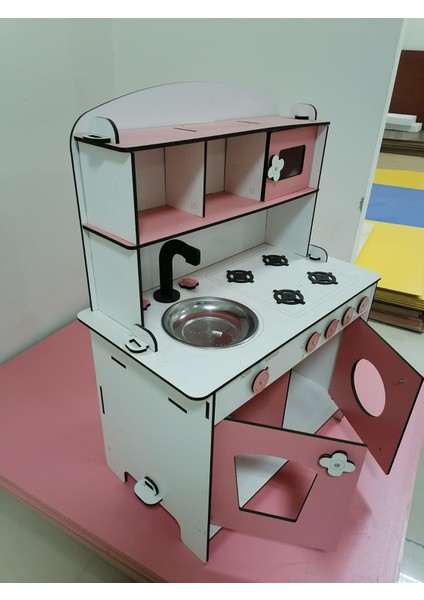 Montessori Eğitici Ahşap Oyuncak Mutfak 6mm Pembe