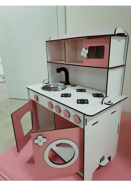 Montessori Eğitici Ahşap Oyuncak Mutfak 6mm Pembe
