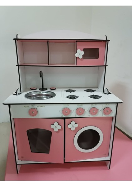 Montessori Eğitici Ahşap Oyuncak Mutfak 6mm Pembe