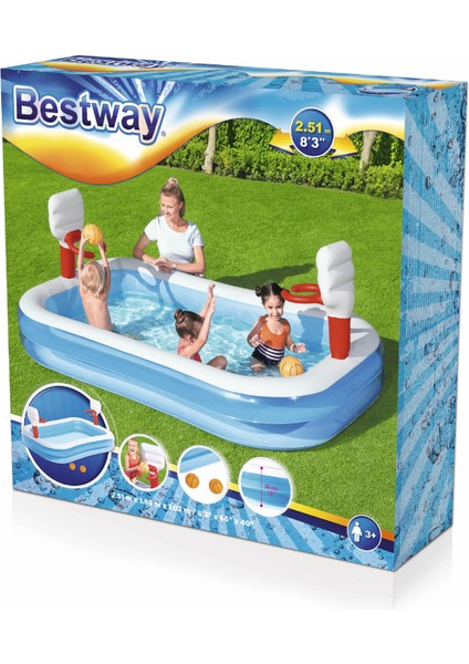 Basketbol Potalı Şişme Havuz Büyük Boy 251X168X102 cm - 54122 indirimleri
