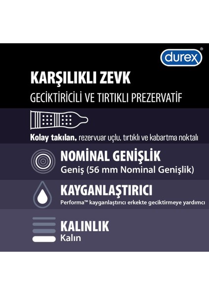 Karşılıklı Zevk 20'li ve Tırtıklı Prezervatif + Durex Intense Delight Bullet Titreşimli Vibratör fiyatları