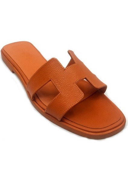 Orange Hakiki Deri Terlik - ADAMARIS