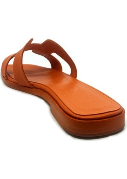 Orange Hakiki Deri Terlik - ADAMARIS