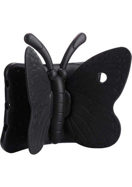 Apple iPad 9.7 2018 Butterfly Standlı Silikon Kılıf Siyah + Nano Ekran Koruyucu Siyah