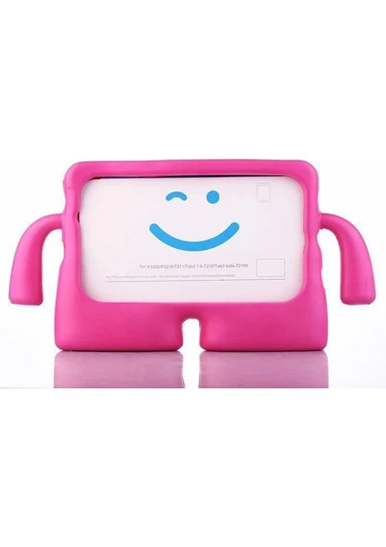 Nezih Case Samsung Tab A 8.0 (2019) T290 Silikon Kılıf (Renkli Şık Tasarım) K.pembe + Nano Ekran Koruyucu Koyu Pembe