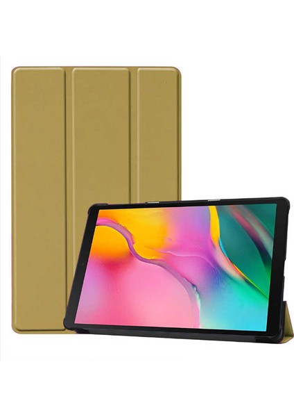 Samsung Tab A 8.0 (2019) T290 Smart Cover Standlı Kılıf Gold + Nano Ekran Koruyucu Gold