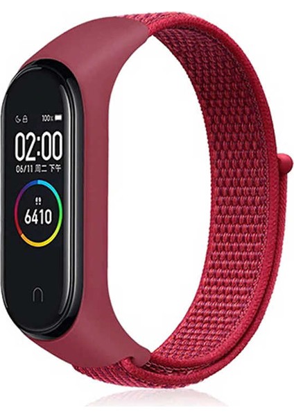 Xiaomi Mi Band 3/4/5/6/7 Uyumlu Hasır Silikon Kordon Kırmızı