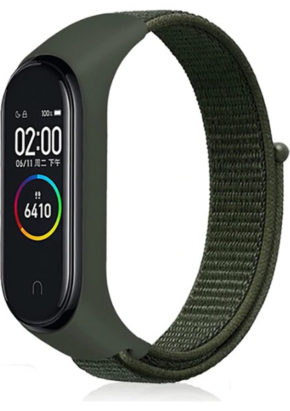 Xiaomi Mi Band 3/4/5/6/7 Uyumlu Hasır Silikon Kordon Koyu Yeşil