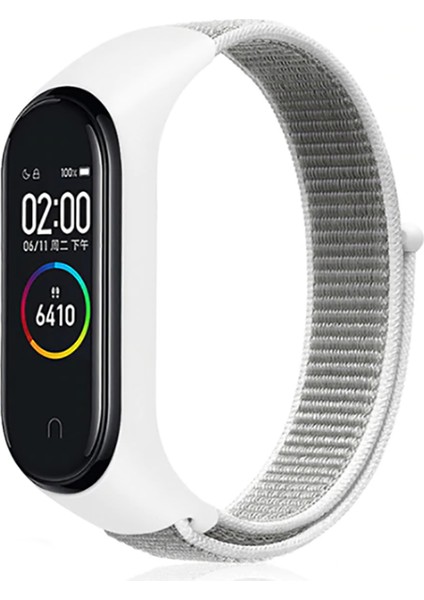Xiaomi Mi Band 3/4/5/6/7 Uyumlu Hasır Silikon Kordon Beyaz