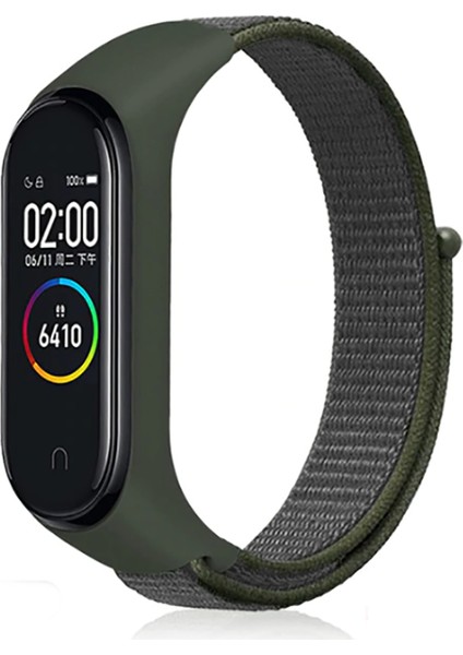 Xiaomi Mi Band 3/4/5/6/7 Uyumlu Hasır Silikon Kordon Yeşil/gri