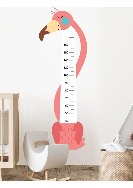 Sevimli Flamingo Boy Ölçer Sticker-Çocuk Bebek Odası Sticker