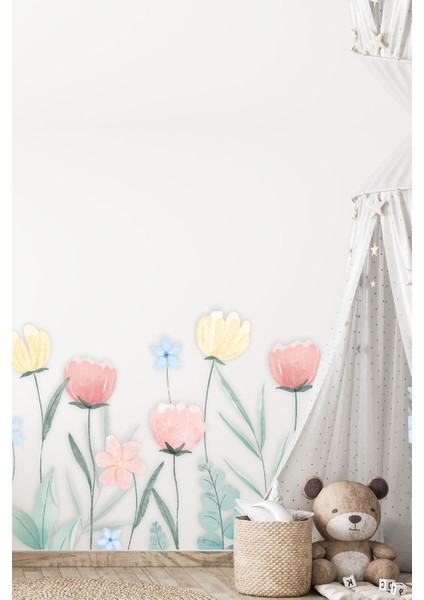 Bahar Çiçekleri Sticker Seti-Çocuk Bebek Odası Duvar Sticker