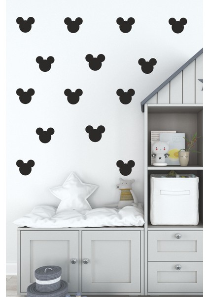 Siyah Mickey Çocuk Odası Duvar Sticker