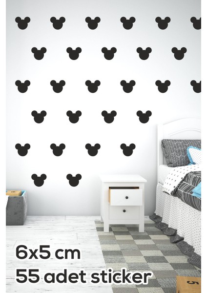 Siyah Mickey Çocuk Odası Duvar Sticker fiyatları