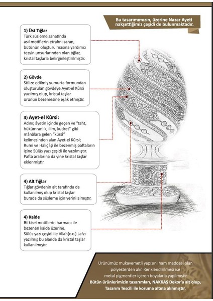 Hd Marketim Yumurta AyetEl Kürsi Kristal Taşlı Dini Obje Biblo Büyük Gümüş