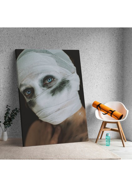 Cadılar Bayramı Kadın Maske Temalı Dekoratf Kanvas Tablo