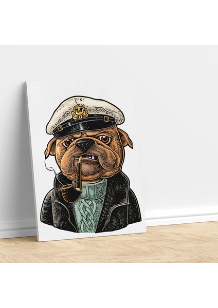 Köpek Kafalı Kaptan Adam Dekoratif Kanvas Tablo