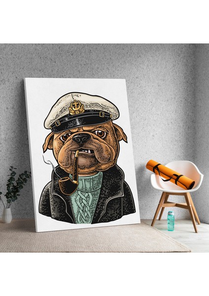 Köpek Kafalı Kaptan Adam Dekoratif Kanvas Tablo fiyatları