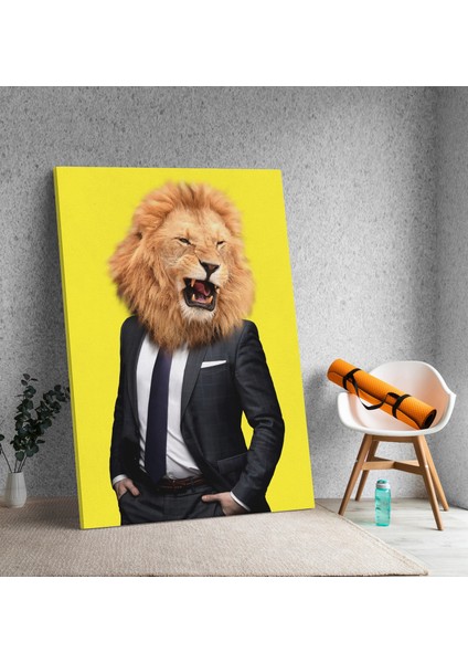 Aslan Kafalı Iş Adamı Dekoratif Kanvas Tablo