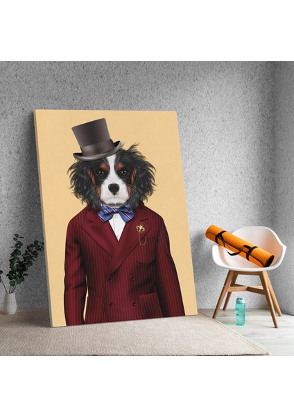 Papyonlu Köpek Adam Dekoratif Kanvas Tablo fiyatları