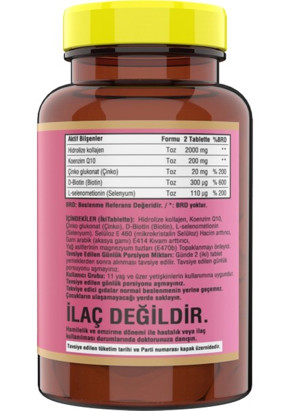 Collagen Kollajen Koenzim Coenzyme Q10 30 Tab+Vitamin D3 K2 20 ml modelleri